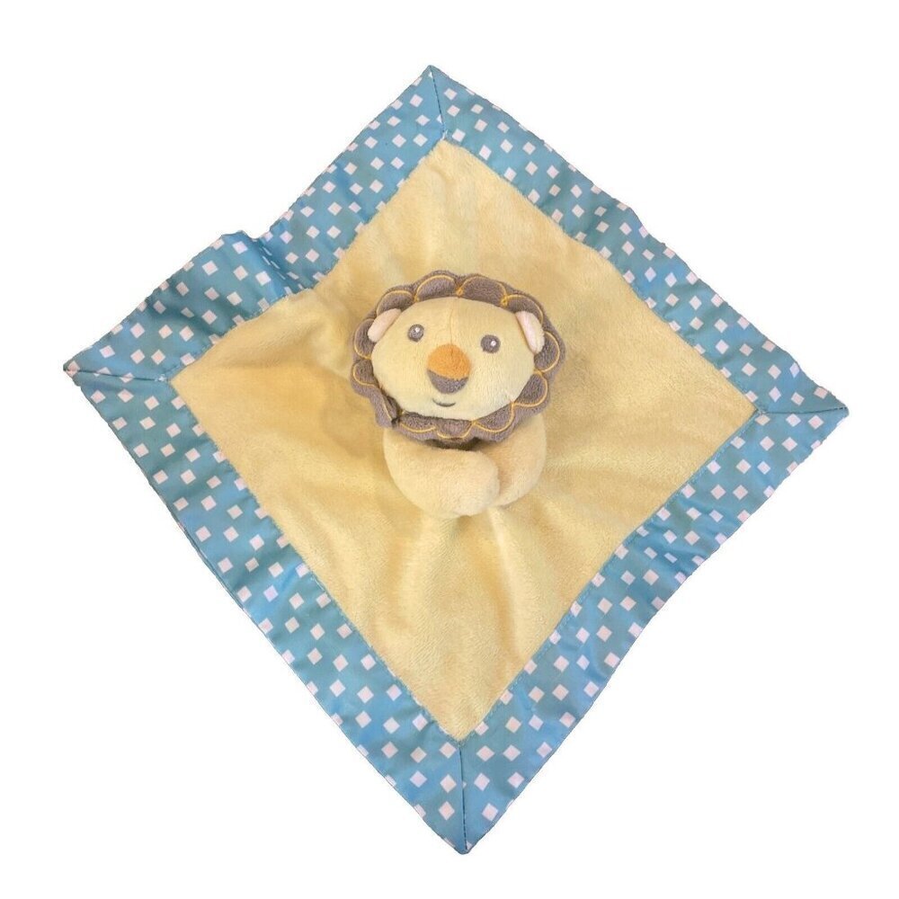 Fisher Price Lion Lovey Baby Security Blanket Yellow Turquoise Plush Toy Softy